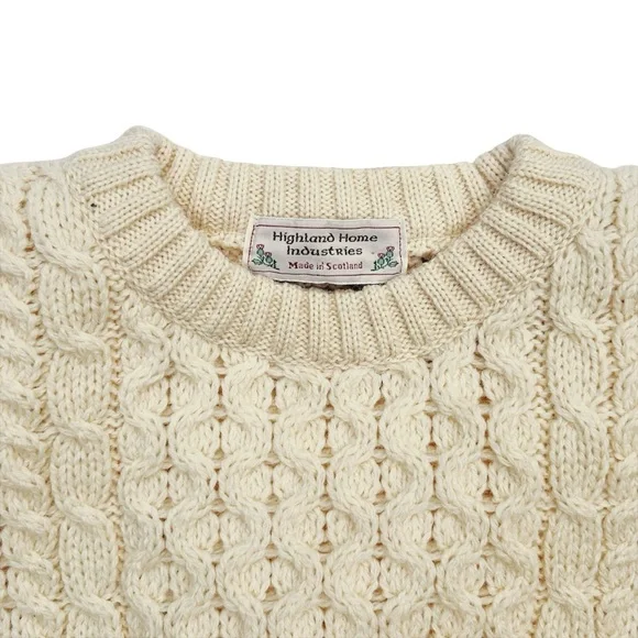 Vintage Highland Homes Fisherman Wool Cable Knit Sweater XL Scotland Rustic - Picture 4 of 7